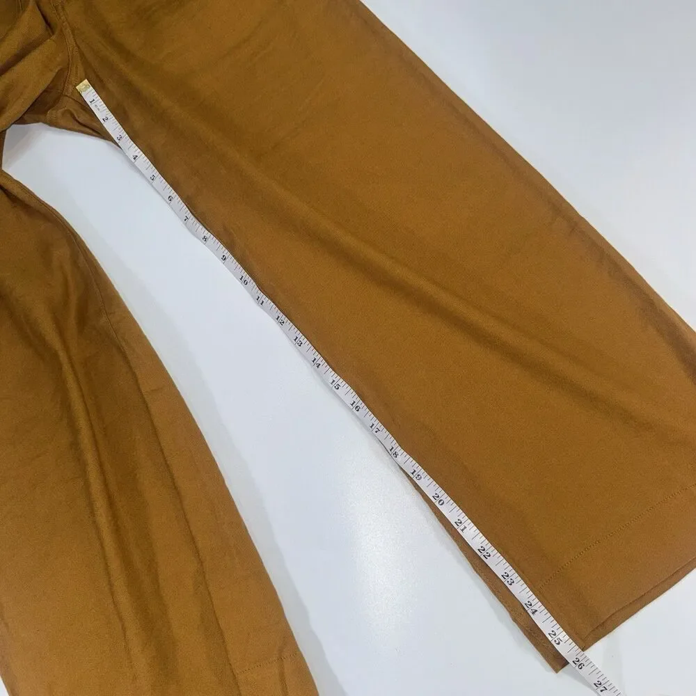 Anthropologie Maeve The Colette Linen Blend Crop Wide-Leg Pants Bronze Women 27 - Picture 5 of 8